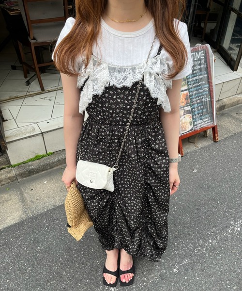 idem(イデム)の「lace drawstring onepiece / レースデザインドロストキャミワンピース(ワンピース・レディース・その他/ホワイト/ブルー/ブラック・FREE)」の14枚目の写真