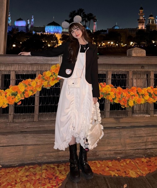 lace drawstring onepiece / レースデザインドロストキャミワンピース