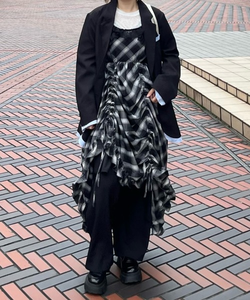 lace drawstring onepiece / レースデザインドロストキャミワンピース