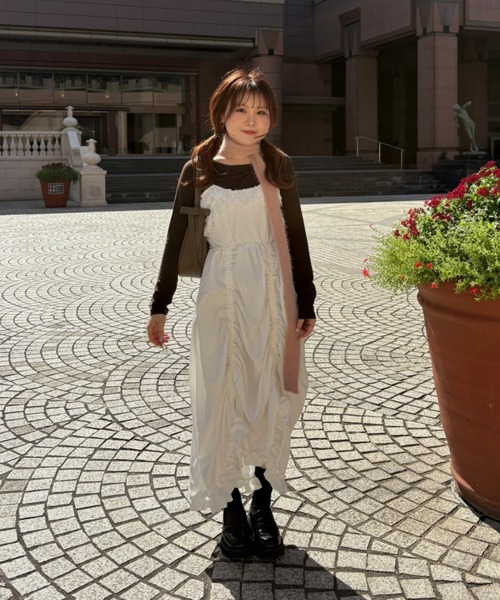 lace drawstring onepiece / レースデザインドロストキャミワンピース