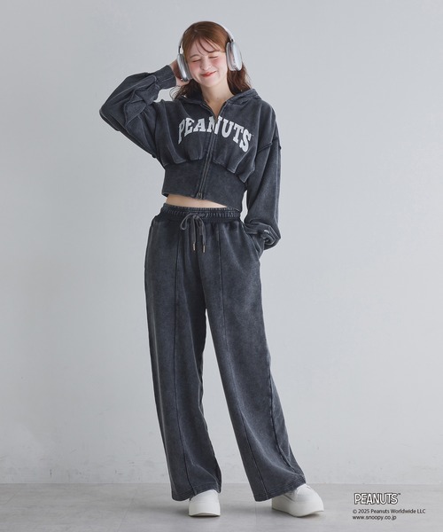 one after another NICE CLAUP(ワンアフターアナザーナイスクラップ)の「【PEANUTSコラボ】セットアップ対応/スヌーピー刺繍入りスウェットパンツ(スウェットパンツ・レディース・ブラック/カーキ/オートミール・FREE)」の11枚目の写真