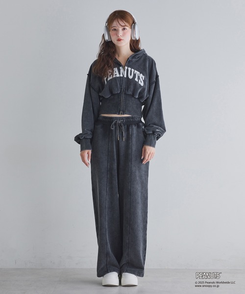 one after another NICE CLAUP(ワンアフターアナザーナイスクラップ)の「【PEANUTSコラボ】セットアップ対応/スヌーピー刺繍入りスウェットパンツ(スウェットパンツ・レディース・ブラック/カーキ/オートミール・FREE)」の12枚目の写真