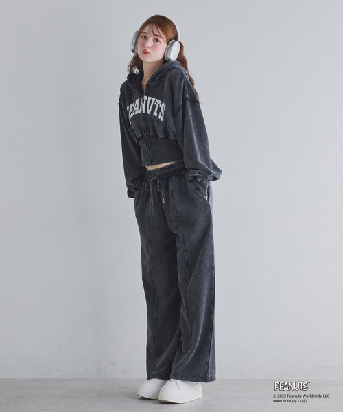 one after another NICE CLAUP(ワンアフターアナザーナイスクラップ)の「【PEANUTSコラボ】セットアップ対応/スヌーピー刺繍入りスウェットパンツ(スウェットパンツ・レディース・ブラック/カーキ/オートミール・FREE)」の13枚目の写真