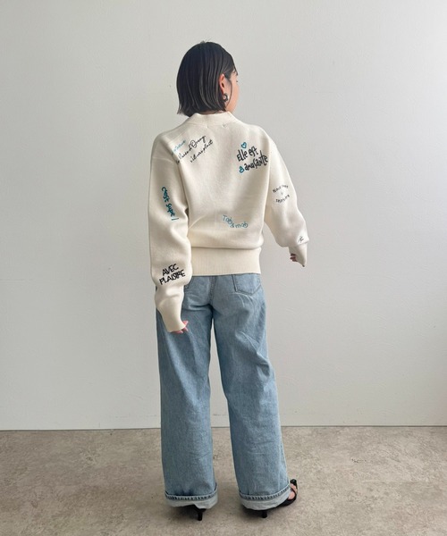 LHELBIE（レルビエ）の「刺繍ロゴニットカーディガン（カーディガン/ボレロ・レディース・グレー/ネイビー/アイボリー・M）」の17枚目の写真