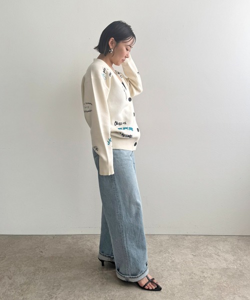 LHELBIE（レルビエ）の「刺繍ロゴニットカーディガン（カーディガン/ボレロ・レディース・グレー/ネイビー/アイボリー・M）」の18枚目の写真