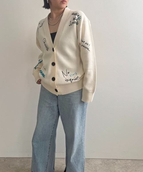 LHELBIE（レルビエ）の「刺繍ロゴニットカーディガン（カーディガン/ボレロ・レディース・グレー/ネイビー/アイボリー・M）」の20枚目の写真