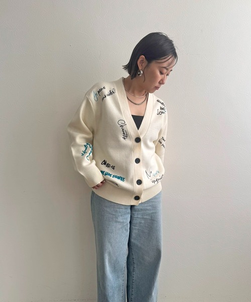 LHELBIE（レルビエ）の「刺繍ロゴニットカーディガン（カーディガン/ボレロ・レディース・グレー/ネイビー/アイボリー・M）」の21枚目の写真