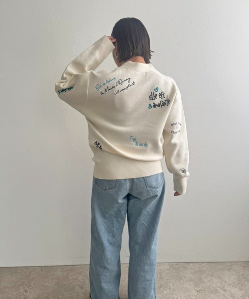 LHELBIE（レルビエ）の「刺繍ロゴニットカーディガン（カーディガン/ボレロ・レディース・グレー/ネイビー/アイボリー・M）」の22枚目の写真