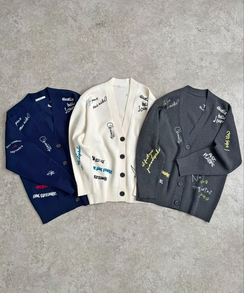 刺繍ロゴニットカーディガン（カーディガン/ボレロ）｜LHELBIE