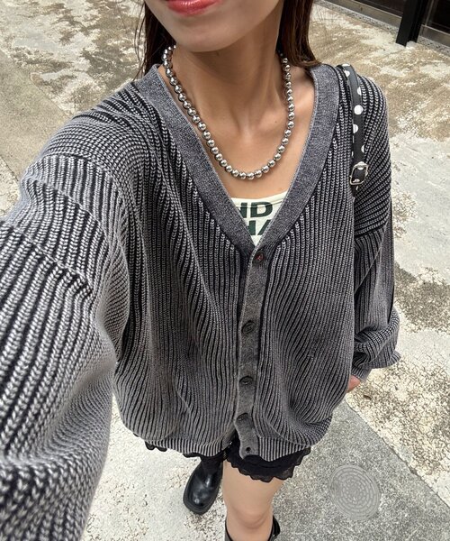 ストーンウォッシュニットカーディガン（カーディガン/ボレロ
