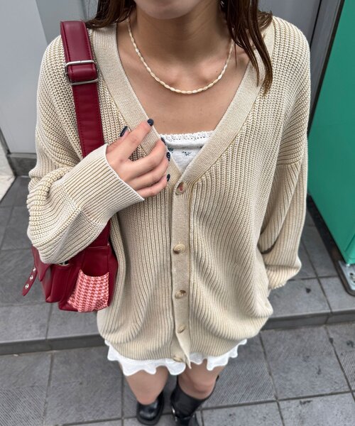 CIAOPANIC(チャオパニック)の「ストーンウォッシュニットカーディガン(カーディガン/ボレロ・レディース・アイボリー/ブラック/ブラウン/ネイビー/ピンク・FREE)」の8枚目の写真