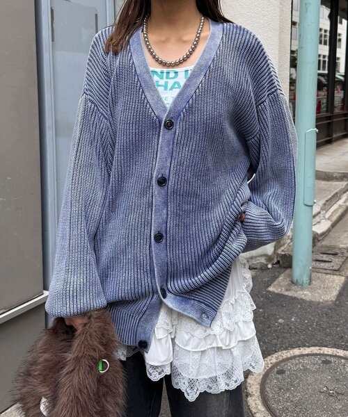 CIAOPANIC(チャオパニック)の「ストーンウォッシュニットカーディガン(カーディガン/ボレロ・レディース・アイボリー/ブラック/ブラウン/ネイビー/ピンク・FREE)」の14枚目の写真