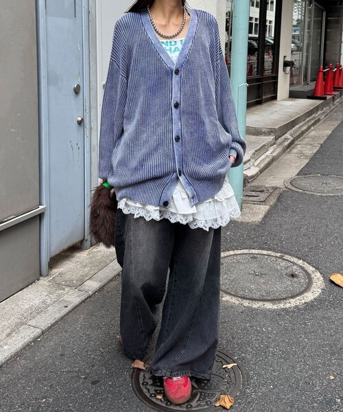 CIAOPANIC(チャオパニック)の「ストーンウォッシュニットカーディガン(カーディガン/ボレロ・レディース・アイボリー/ブラック/ブラウン/ネイビー/ピンク・FREE)」の16枚目の写真