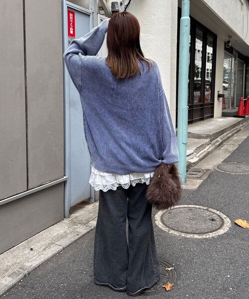 CIAOPANIC(チャオパニック)の「ストーンウォッシュニットカーディガン(カーディガン/ボレロ・レディース・アイボリー/ブラック/ブラウン/ネイビー/ピンク・FREE)」の9枚目の写真