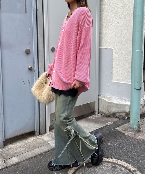 CIAOPANIC(チャオパニック)の「ストーンウォッシュニットカーディガン(カーディガン/ボレロ・レディース・アイボリー/ブラック/ブラウン/ネイビー/ピンク・FREE)」の21枚目の写真