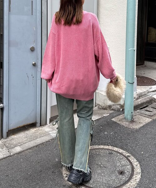 CIAOPANIC(チャオパニック)の「ストーンウォッシュニットカーディガン(カーディガン/ボレロ・レディース・アイボリー/ブラック/ブラウン/ネイビー/ピンク・FREE)」の18枚目の写真