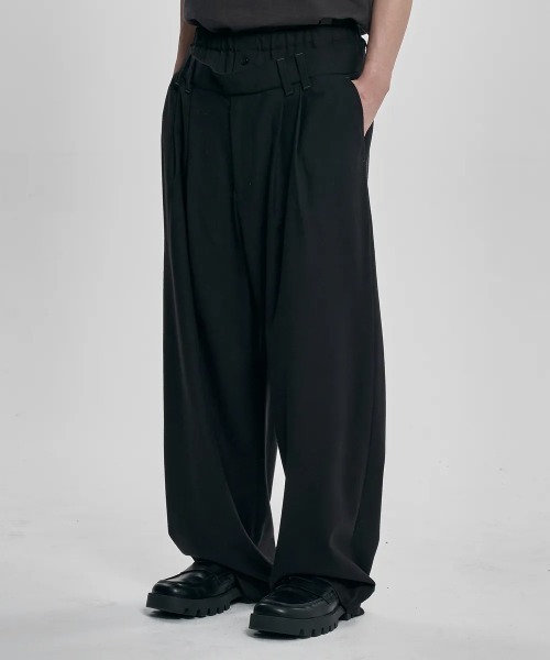 AJOBYAJO(アジョバイアジョ)の「AJOBYAJO/アジョバイアジョ/Double Layered Pants(スラックス・レディース・ブラック・XL/L)」の1枚目の写真