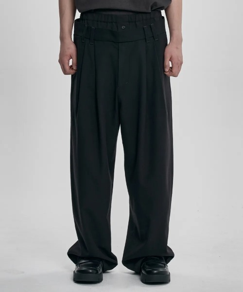 AJOBYAJO(アジョバイアジョ)の「AJOBYAJO/アジョバイアジョ/Double Layered Pants(スラックス・レディース・ブラック・XL/L)」の2枚目の写真