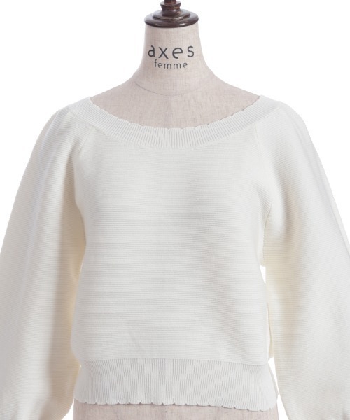 axes femme（アクシーズファム）の「オフショルニットプルオーバー（ニット/セーター・レディース・キナリ/モカ/ブラック・FREE）」の6枚目の写真