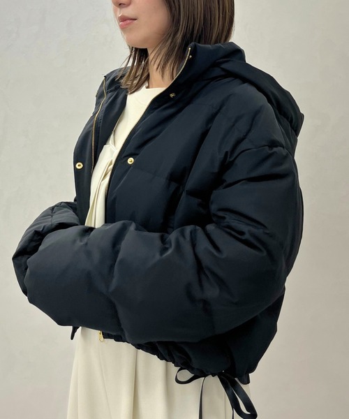 セール】2025秋冬新作 サイドリボンフード付ショートダウン（ダウン