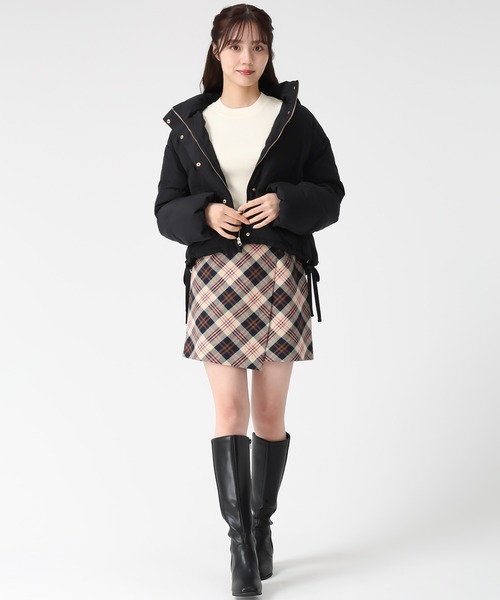 セール】2025秋冬新作 サイドリボンフード付ショートダウン（ダウン