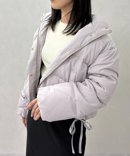 セール】2025秋冬新作 サイドリボンフード付ショートダウン（ダウン