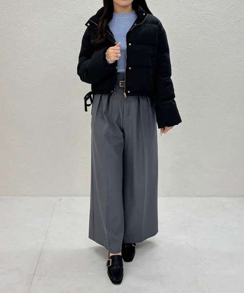 31 Sons de mode（トランテアン　ソン　ドゥ　モード）の「2025秋冬新作 サイドリボンフード付ショートダウン（ダウンジャケット/コート・レディース・ラベンダー/ブラック/アイボリー・S/M）」の16枚目の写真