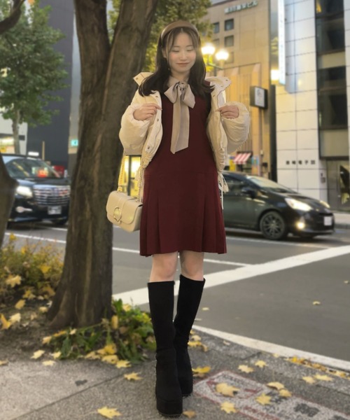 31 Sons de mode（トランテアン　ソン　ドゥ　モード）の「2025秋冬新作 サイドリボンフード付ショートダウン（ダウンジャケット/コート・レディース・ラベンダー/ブラック/アイボリー・S/M）」の22枚目の写真