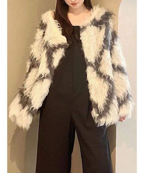 OUNNOUN（オウンノウン）の「【OUNNOUN】ロングシャギー2WAYオーバーサイズニット（ニット/セーター・レディース・その他1/グレー/ブルー/ベビーピンク・FREE）」の4枚目の写真