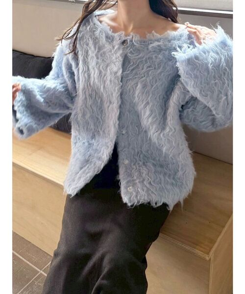 OUNNOUN（オウンノウン）の「【OUNNOUN】ロングシャギー2WAYオーバーサイズニット（ニット/セーター・レディース・その他1/グレー/ブルー/ベビーピンク・FREE）」の2枚目の写真