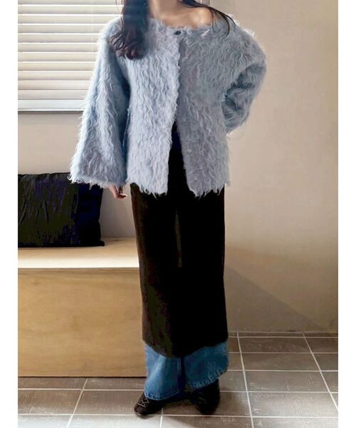 OUNNOUN（オウンノウン）の「【OUNNOUN】ロングシャギー2WAYオーバーサイズニット（ニット/セーター・レディース・その他1/グレー/ブルー/ベビーピンク・FREE）」の18枚目の写真