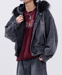JOHN'S CLOSET(ジョンズクローゼット)の【13】フードファー デニム ショートボンバージャケット(MA-1)