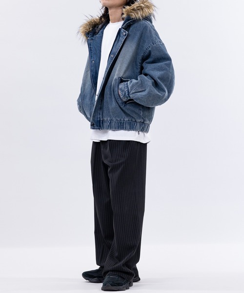 セール】【13】フードファー デニム ショートボンバージャケット（MA-1