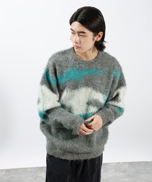 BAYFLOW(ベイフロー)の「アブストラクトパターンニット(ニット/セーター・メンズ・ブラウン/グレー・MEDIUM/LARGE)」の2枚目の写真