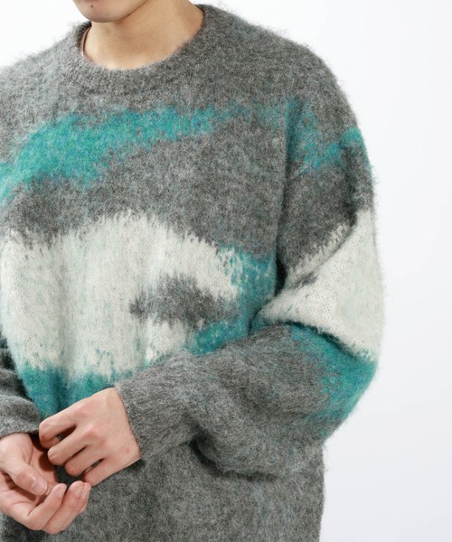 BAYFLOW(ベイフロー)の「アブストラクトパターンニット(ニット/セーター・メンズ・ブラウン/グレー・MEDIUM/LARGE)」の7枚目の写真
