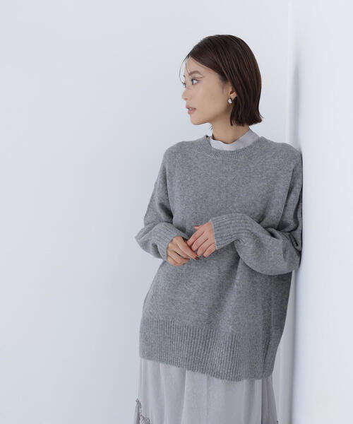 NATURAL BEAUTY BASIC(ナチュラルビューティーベーシック)の「◇バックスリットミドルニット(ニット/セーター・レディース・グレー/オレンジ/ダークブルー/ベージュ・FREE)」の7枚目の写真