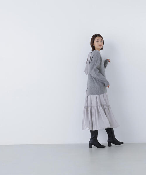 NATURAL BEAUTY BASIC(ナチュラルビューティーベーシック)の「◇バックスリットミドルニット(ニット/セーター・レディース・グレー/オレンジ/ダークブルー/ベージュ・FREE)」の8枚目の写真
