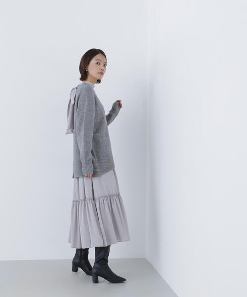 NATURAL BEAUTY BASIC(ナチュラルビューティーベーシック)の「◇バックスリットミドルニット(ニット/セーター・レディース・グレー/オレンジ/ダークブルー/ベージュ・FREE)」の12枚目の写真