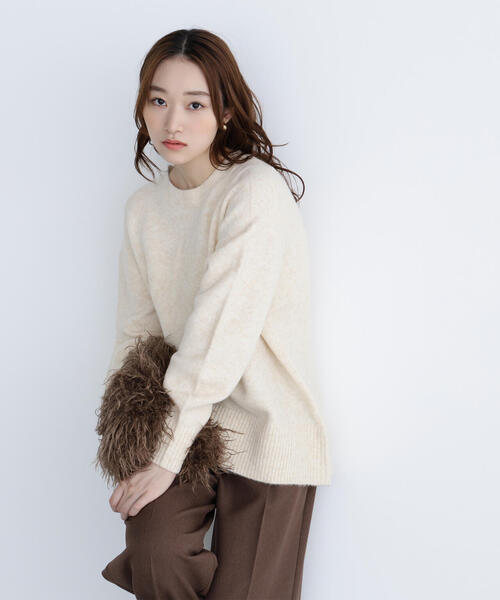 NATURAL BEAUTY BASIC(ナチュラルビューティーベーシック)の「◇バックスリットミドルニット(ニット/セーター・レディース・グレー/オレンジ/ダークブルー/ベージュ・FREE)」の16枚目の写真