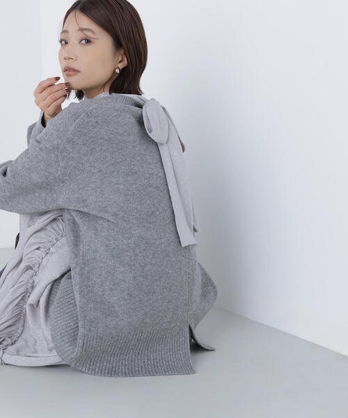 NATURAL BEAUTY BASIC(ナチュラルビューティーベーシック)の「◇バックスリットミドルニット(ニット/セーター・レディース・グレー/オレンジ/ダークブルー/ベージュ・FREE)」の2枚目の写真