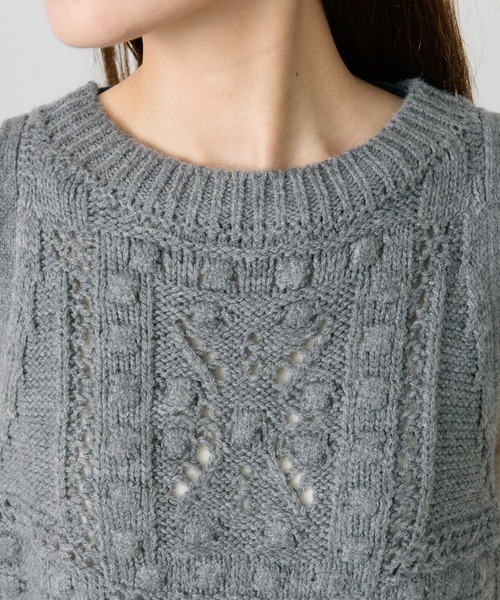 PUAL CE CIN（ピュアルセシン）の「ポップコーン編みニットベスト（ベスト・レディース・オートミール/グレー・FREE）」の4枚目の写真