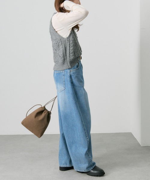 PUAL CE CIN（ピュアルセシン）の「ポップコーン編みニットベスト（ベスト・レディース・オートミール/グレー・FREE）」の20枚目の写真