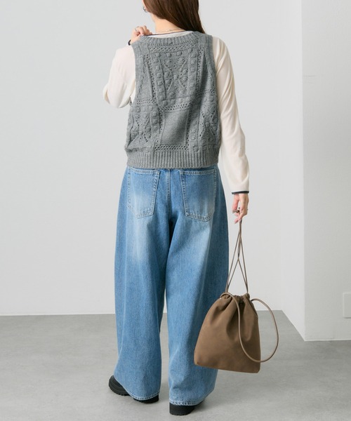 PUAL CE CIN（ピュアルセシン）の「ポップコーン編みニットベスト（ベスト・レディース・オートミール/グレー・FREE）」の21枚目の写真