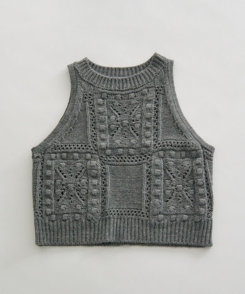 PUAL CE CIN（ピュアルセシン）の「ポップコーン編みニットベスト（ベスト・レディース・オートミール/グレー・FREE）」の8枚目の写真