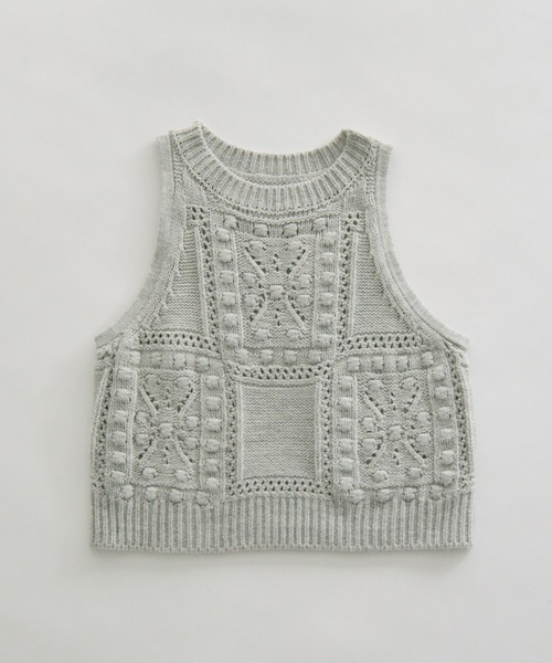 PUAL CE CIN（ピュアルセシン）の「ポップコーン編みニットベスト（ベスト・レディース・オートミール/グレー・FREE）」の7枚目の写真