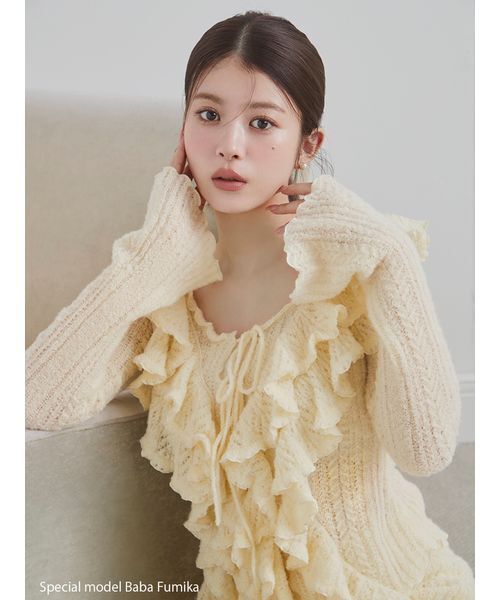 セール】ラッフルデザインニットプルオーバー（ニット/セーター