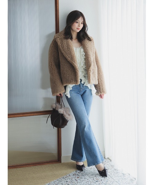 SNIDEL（スナイデル）の「ラッフルデザインニットプルオーバー（ニット/セーター・レディース・アイボリー/グレー/イエロー・F）」の9枚目の写真