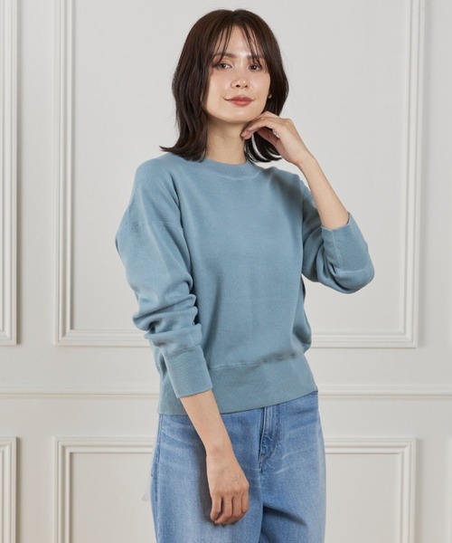 I.T.'S international（イッツインターナショナル）の「クルーネックニットプルオーバー《Melty air organic coton》（ニット/セーター・レディース・ネイビー/モカ/グレー/ブルーグレー・フリー）」の3枚目の写真