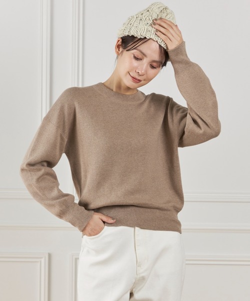 I.T.'S international（イッツインターナショナル）の「クルーネックニットプルオーバー《Melty air organic coton》（ニット/セーター・レディース・ネイビー/モカ/グレー/ブルーグレー・フリー）」の2枚目の写真