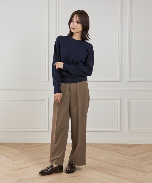 I.T.'S international（イッツインターナショナル）の「クルーネックニットプルオーバー《Melty air organic coton》（ニット/セーター・レディース・ネイビー/モカ/グレー/ブルーグレー・フリー）」の6枚目の写真